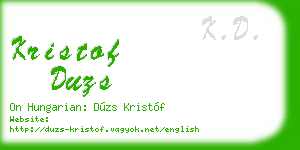 kristof duzs business card